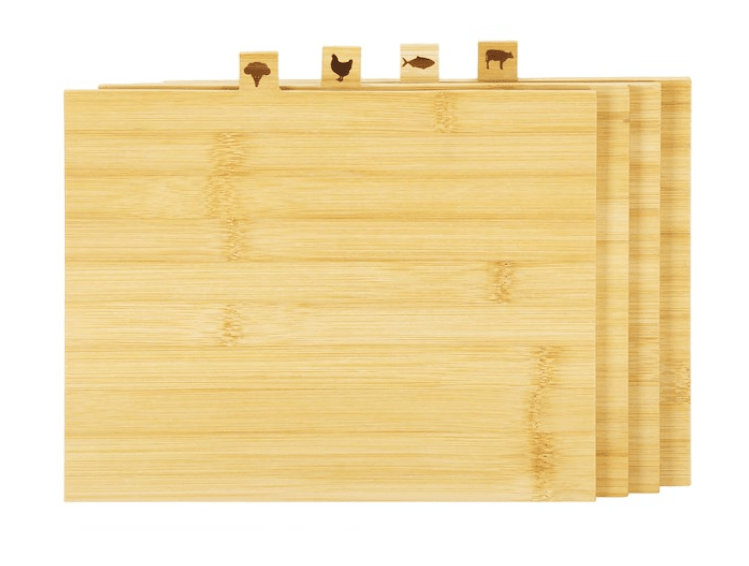 Bambukinių pjaustymo lentelių rinkinys su stovu – 4 vnt.