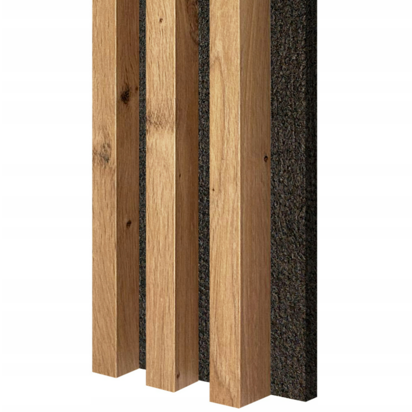 MDF sienų lamelės Artisan ąžuolo spalvos ant juodo akustinio veltinio