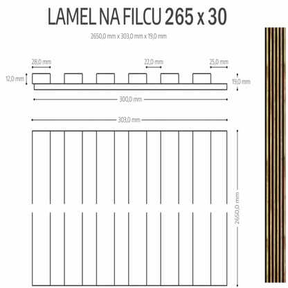 Vertikalios akustinės MDF lamelės ant veltinio natūralaus Wotan ąžuolo spalvos.