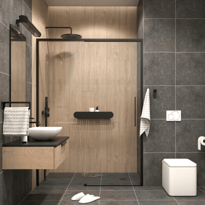 38 cm pakabinama lentyna šampūnams ir higienos priemonėms laikyti