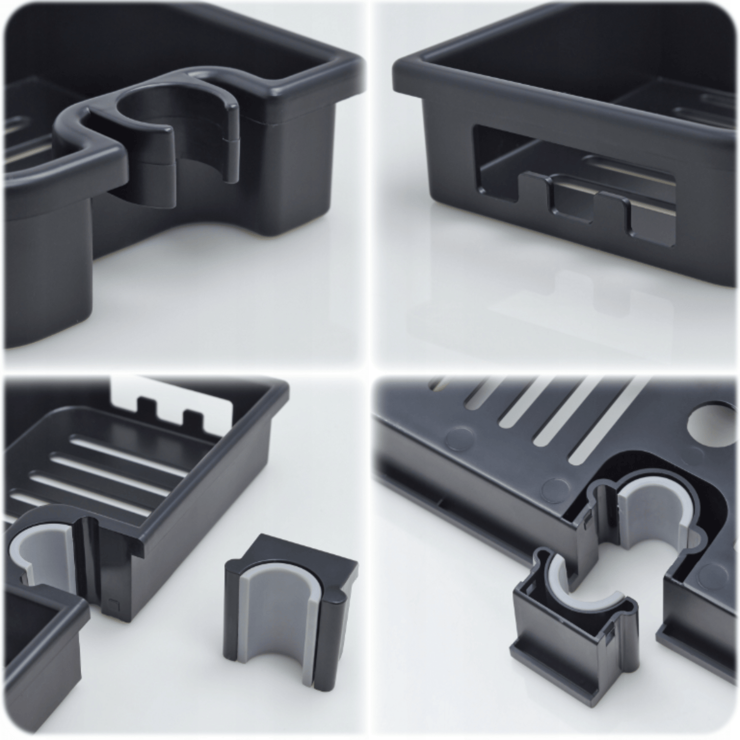 Kosmetikos laikymo lentynėlė duše, montuojama be įrankių