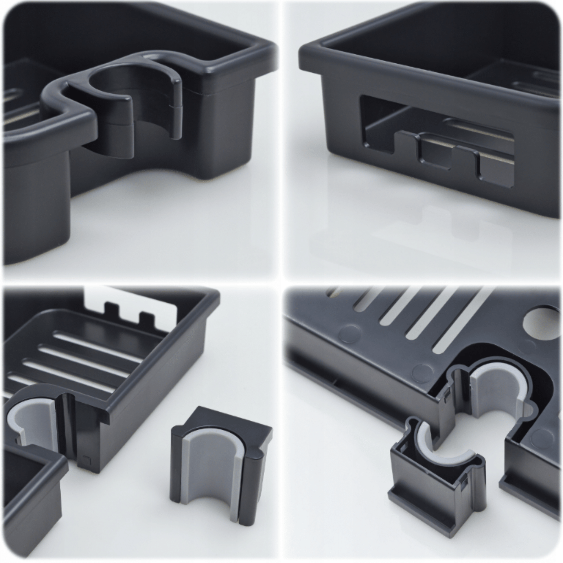 Kosmetikos laikymo lentynėlė duše, montuojama be įrankių