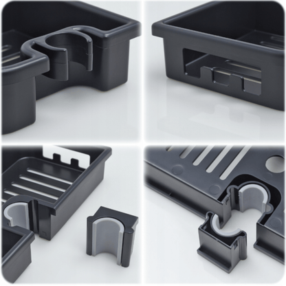 Kosmetikos laikymo lentynėlė duše, montuojama be įrankių