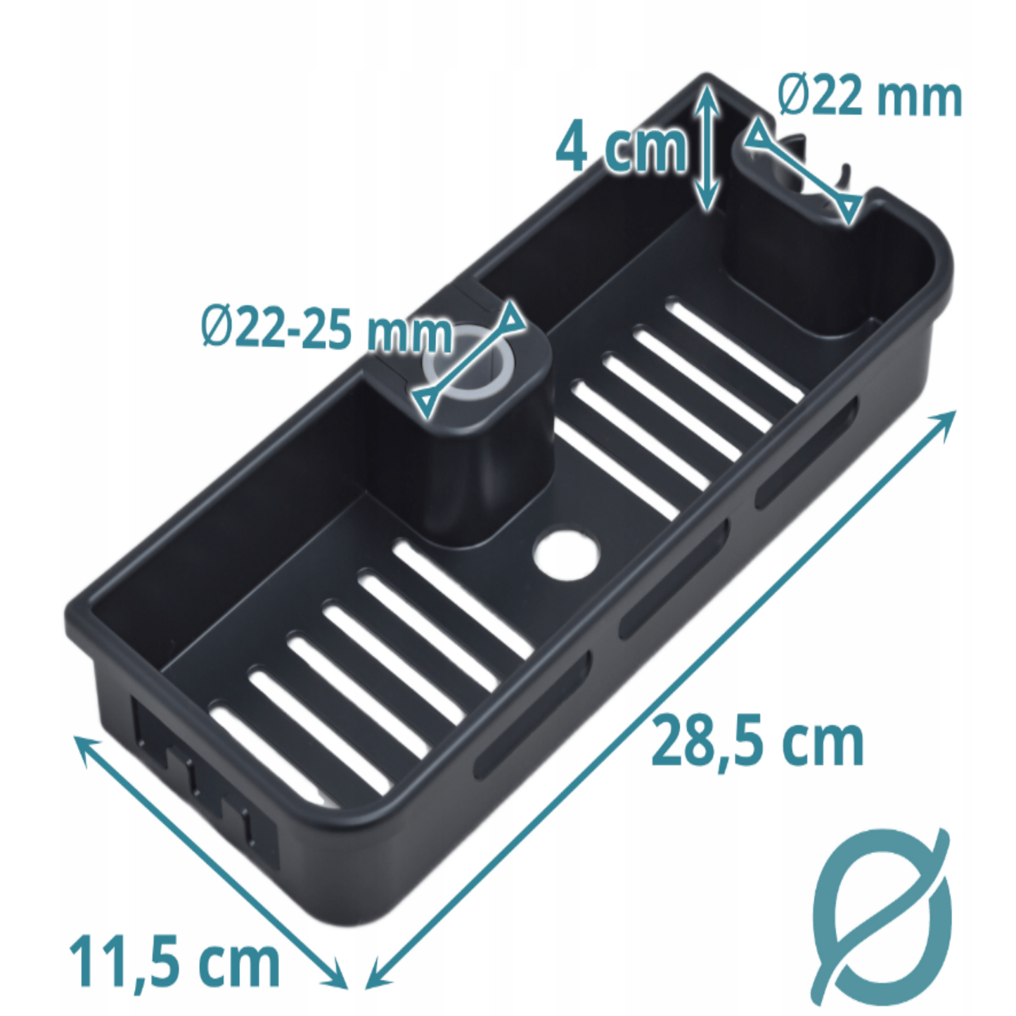 Pakabinama dušo kosmetikos lentyna skirta šampūnams ir dušo želei laikyti
