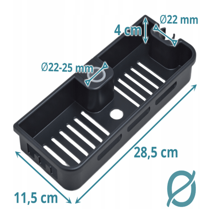 Pakabinama dušo kosmetikos lentyna skirta šampūnams ir dušo želei laikyti