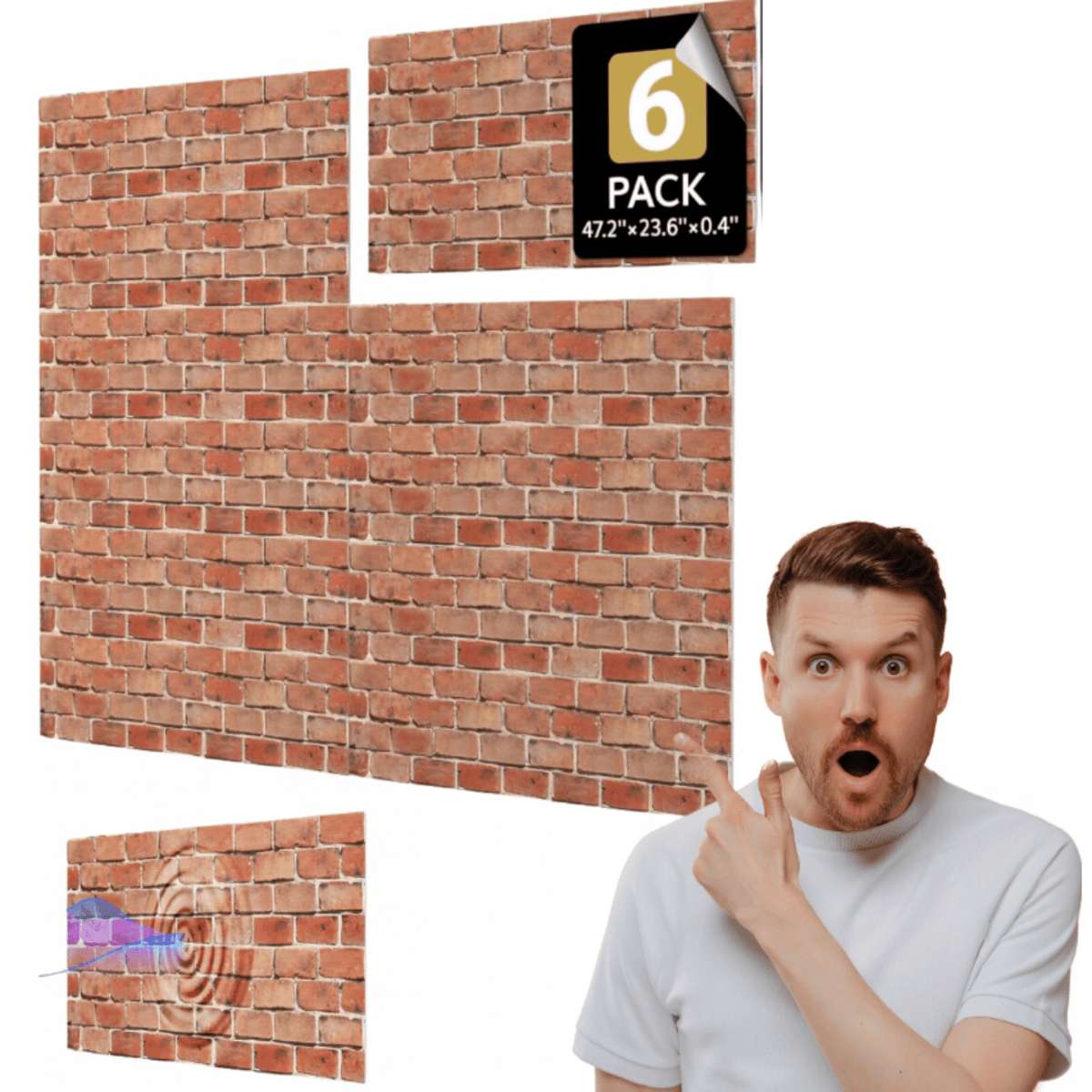 Šešių didelio formato akustinių sienų plokščių komplektas