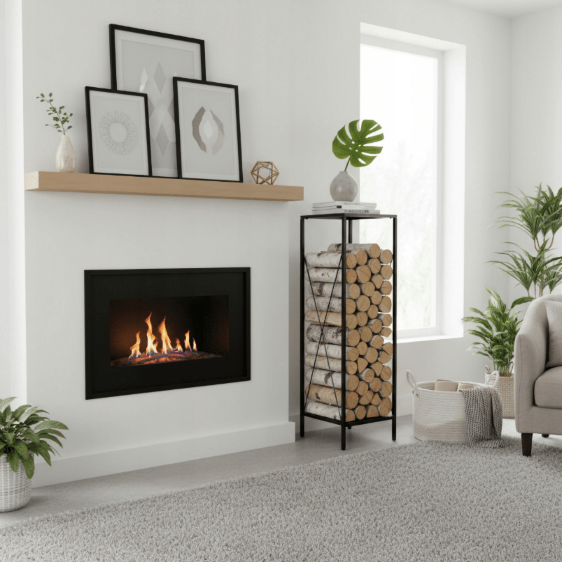 Malkų stovas su minimalistiniu dizainu ir praktišku dviejų lentynų išdėstymu