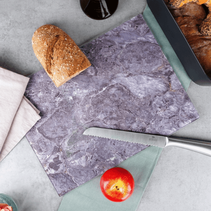 Stačiakampė stiklinė pjaustymo lenta pilkos spalvos virtuvei