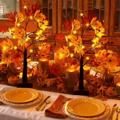 Šviečianti stalo rudens dekoracija su laikmačio funkcija ir jutikliniu jungikliu