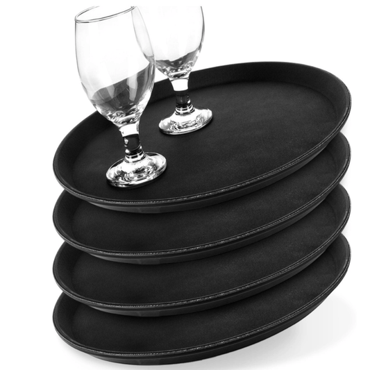 Apvalus juodas padavėjo padėklas su neslystančiu paviršiumi, 35 cm