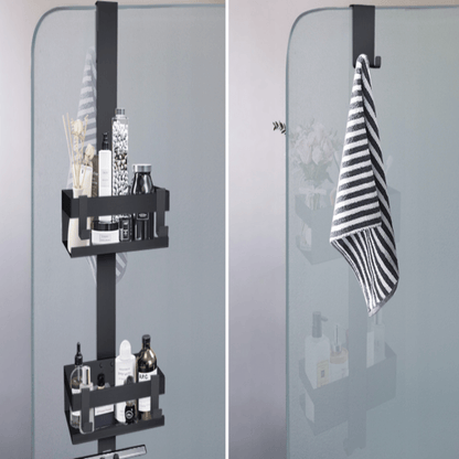 Pakabinamas dušo laikiklis kosmetikai ir higienos priemonėms