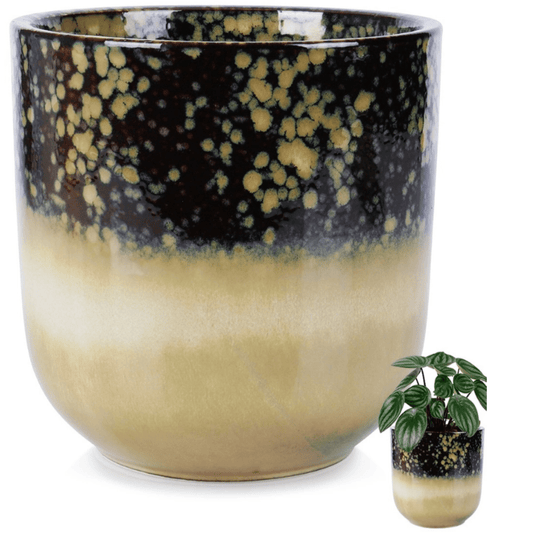 Glazūruotas porcelianinis augalų vazonas, aukštis 15,5 cm, skersmuo 17,5 cm