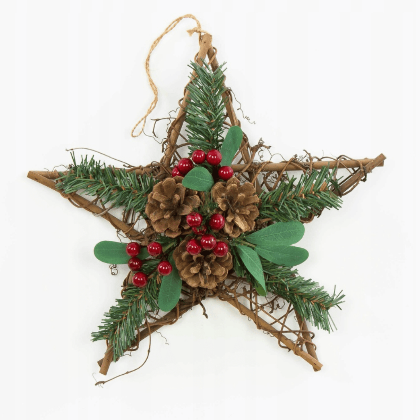 Kalėdinė pakabinama rotango žvaigždė 30 cm ant sienos – natūralus namų dekoras
