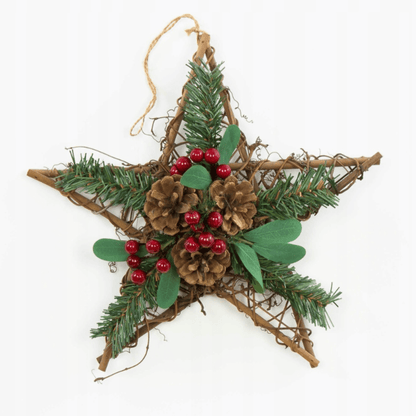 Kalėdinė pakabinama rotango žvaigždė 30 cm ant sienos – natūralus namų dekoras