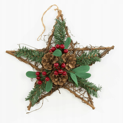 Rustic stiliaus natūralaus rotango žvaigždė lango dekorui šventiniu laikotarpiu