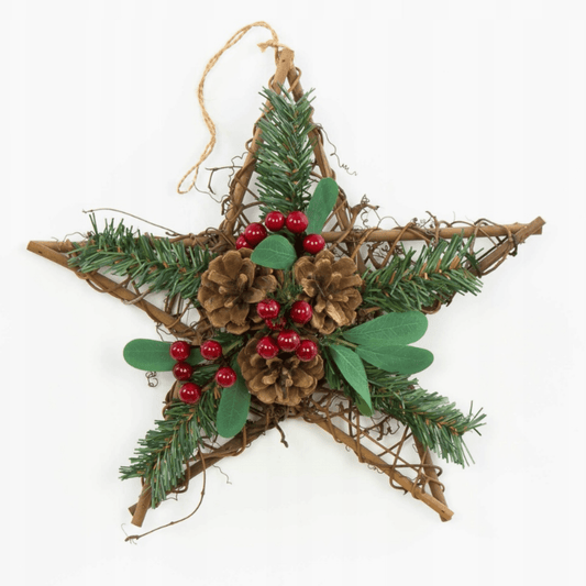 Rustic stiliaus natūralaus rotango žvaigždė lango dekorui šventiniu laikotarpiu