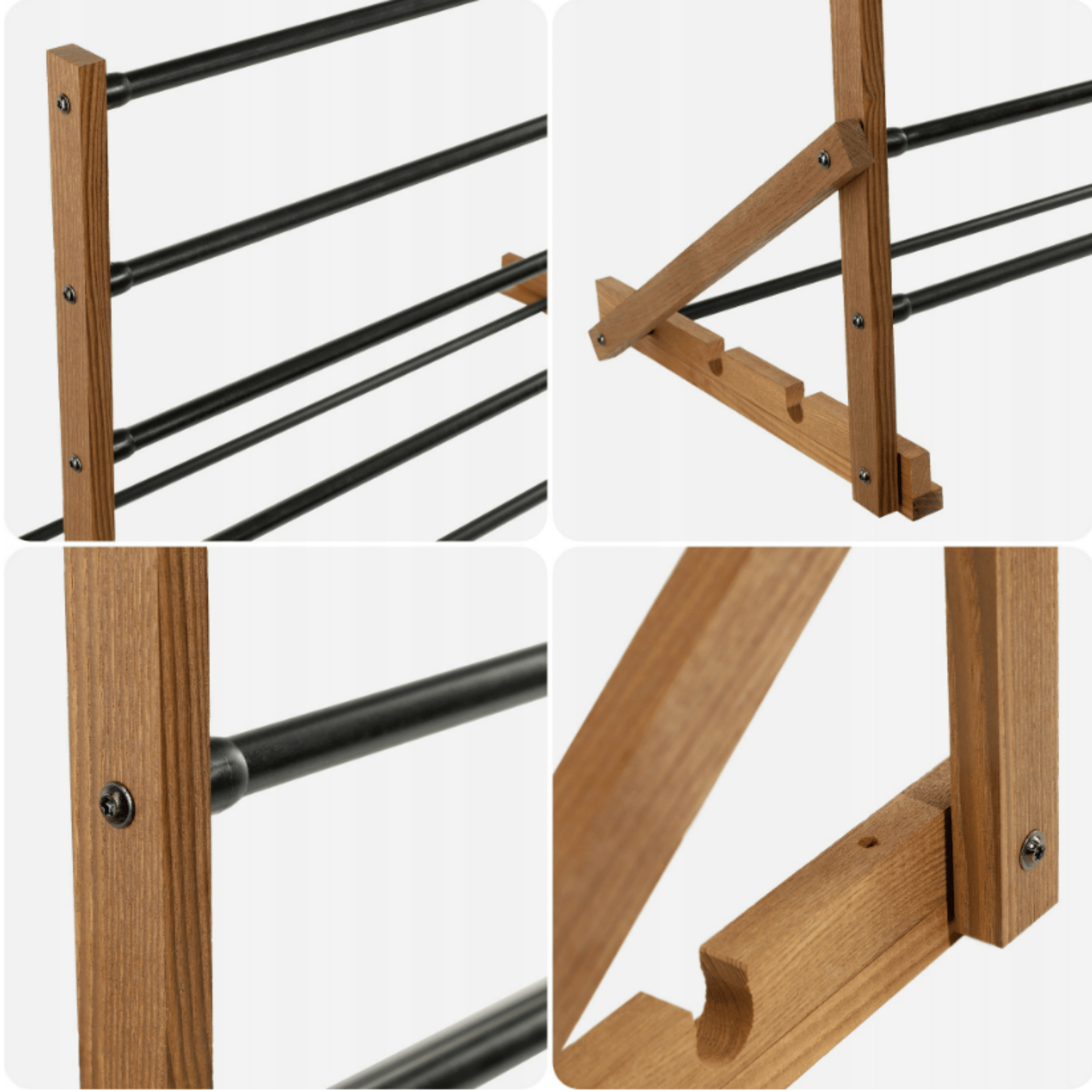 Medinė skalbinių džiovyklė su plieno strypais, atspari drėgmei ir naudojimui