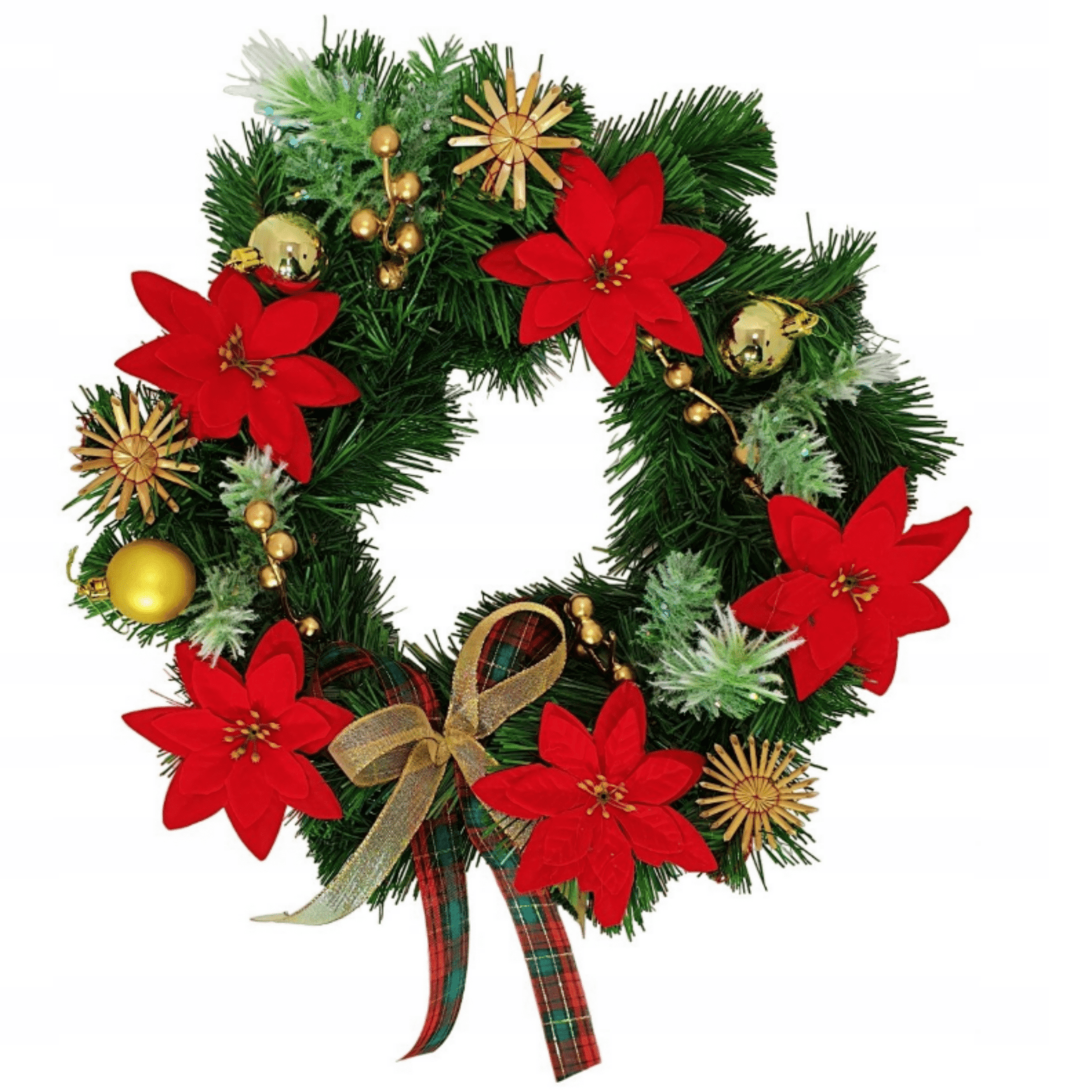 Rankomis dekoruotas kalėdinis vainikas stalui ar komodai, 40 cm skersmens