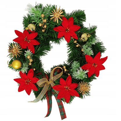 Rankomis dekoruotas kalėdinis vainikas stalui ar komodai, 40 cm skersmens