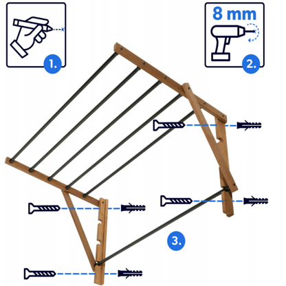 Sulankstoma sieninė skalbinių džiovyklė 85 cm, ekologiška ir praktiška