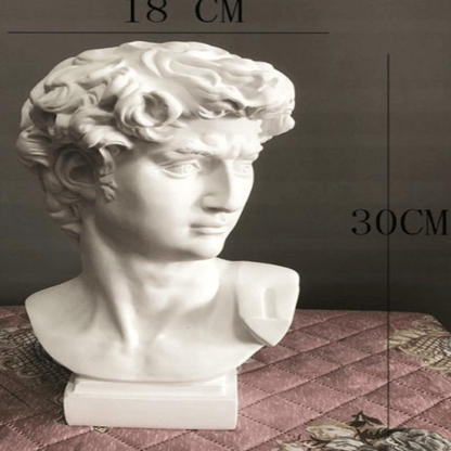 Dekoratyvinė Dovydo galvos statula 30 cm – minimalistinis namų dekoro elementas