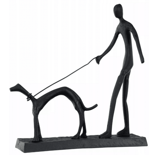 Lofto stiliaus dekoratyvinė šuns skulptūra iš metalo, minimalistinis dizainas