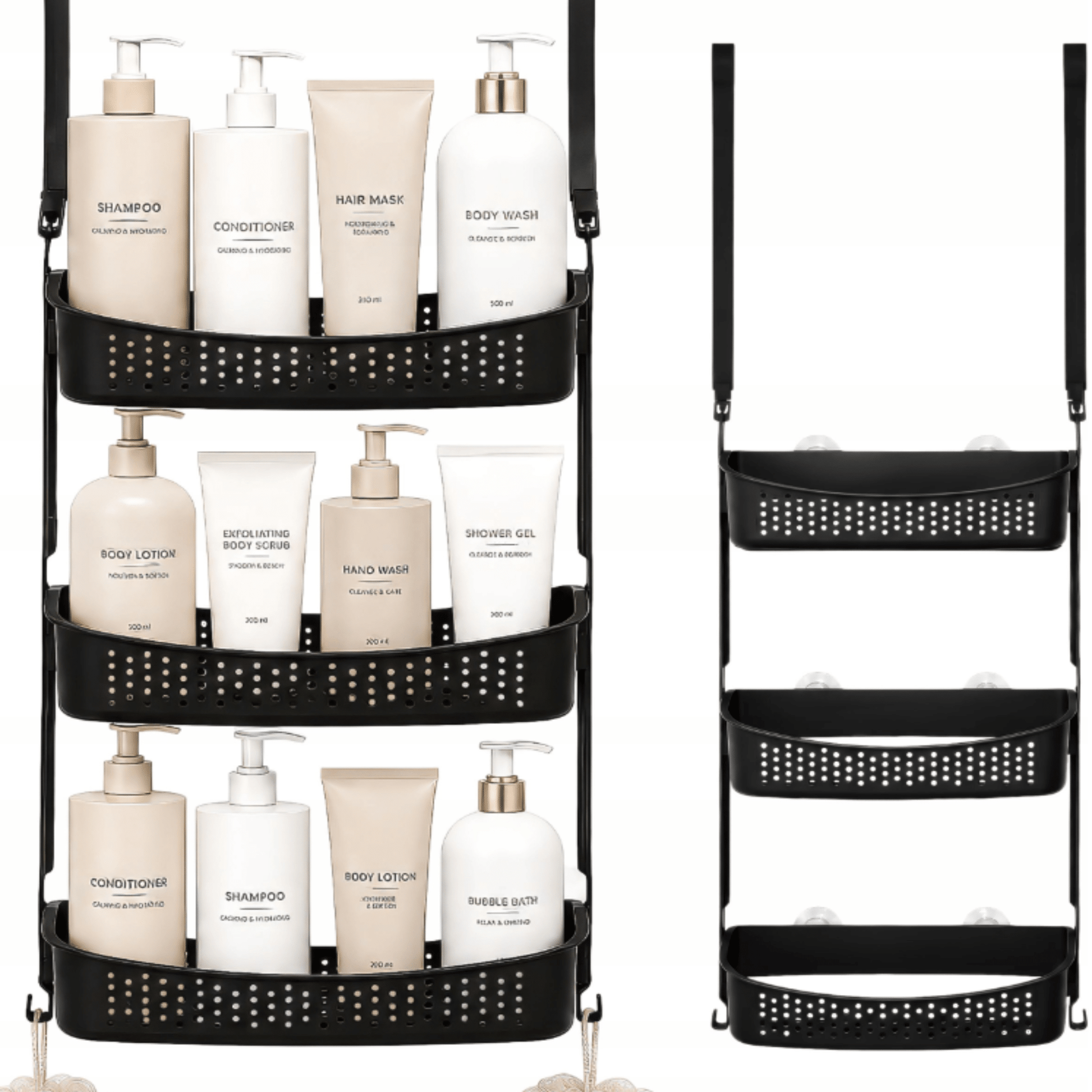 Dušo organizatorius su 3 krepšeliais ir kabliukais kempinėms
