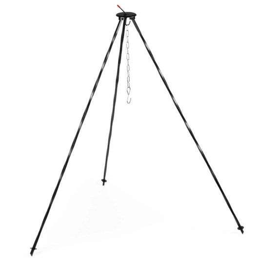 120 cm ilgio trikojis stovas puodams ir grilio grotelėms kabinti