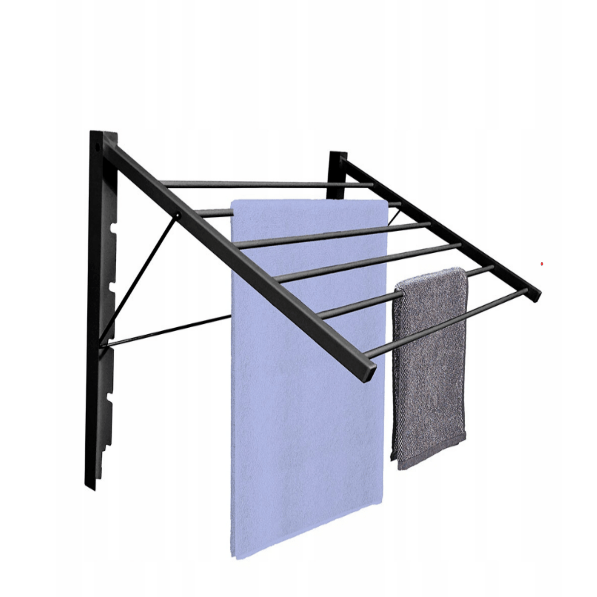 Juoda metalinė sulankstoma sieninė skalbinių džiovyklė 80 cm, vonios kambariui