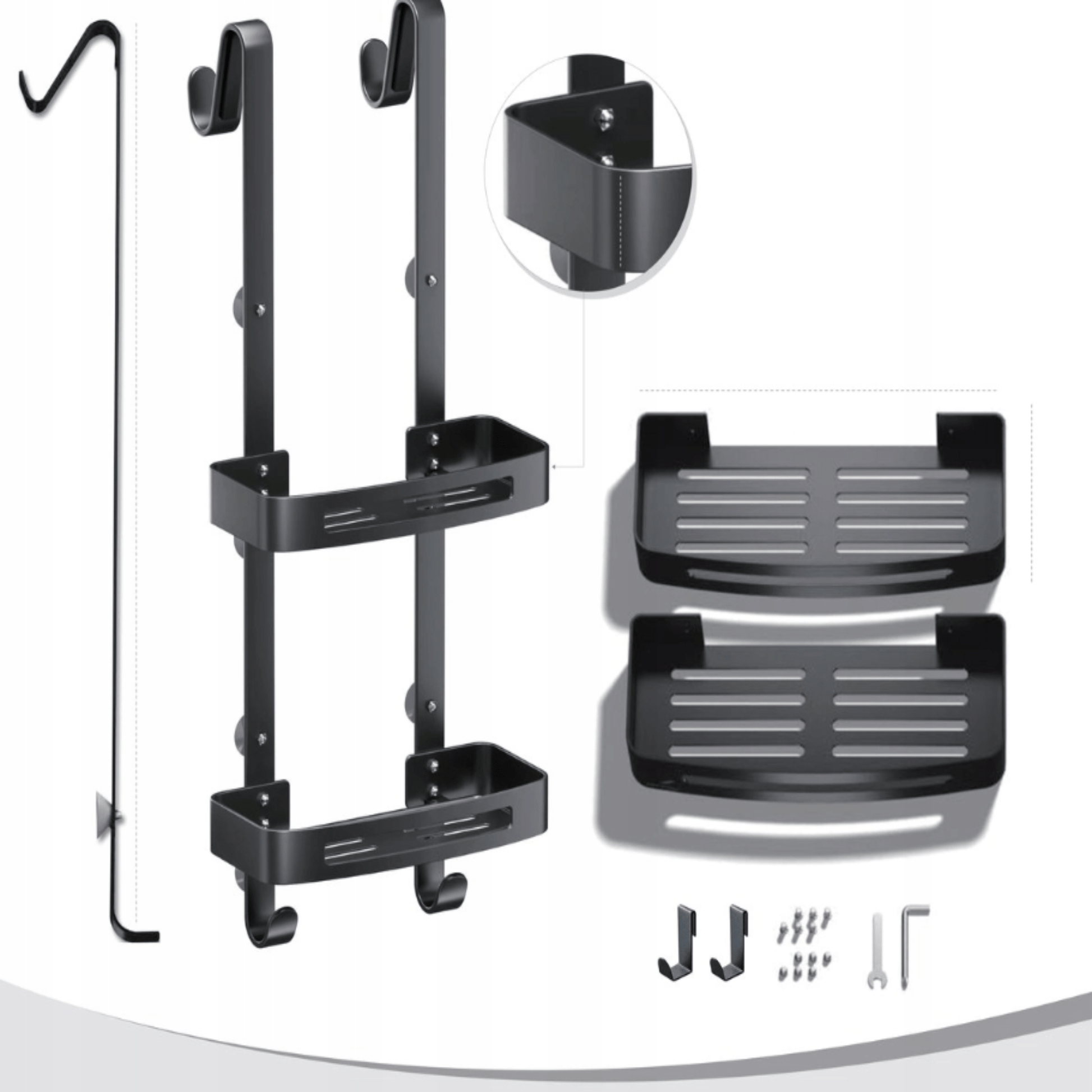 Pakabinama dušo kabina virš stiklo durų, matinė juoda BOTC