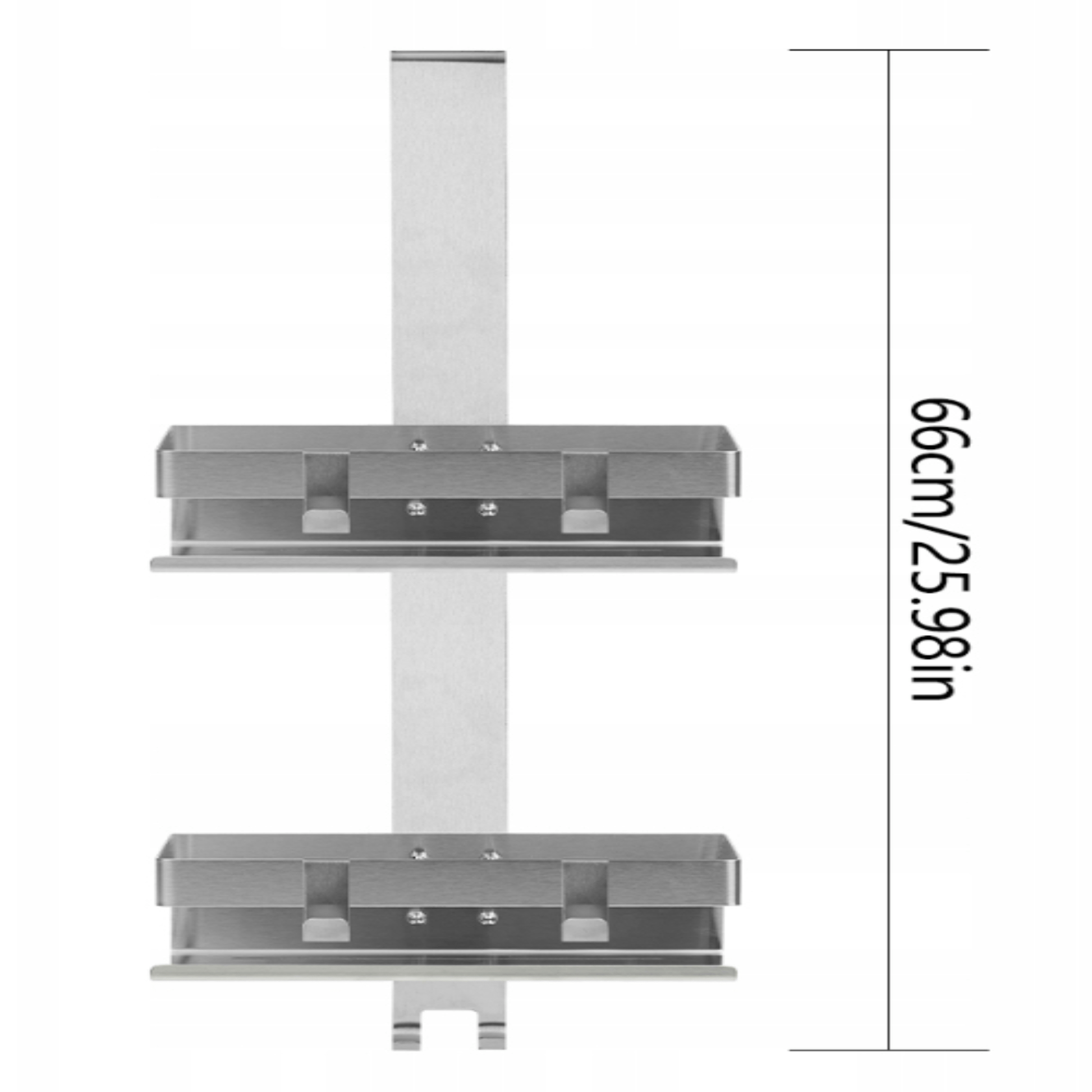 Sidabrinė pakabinama vonios lentyna muilui, šampūnui ir dušo aksesuarams