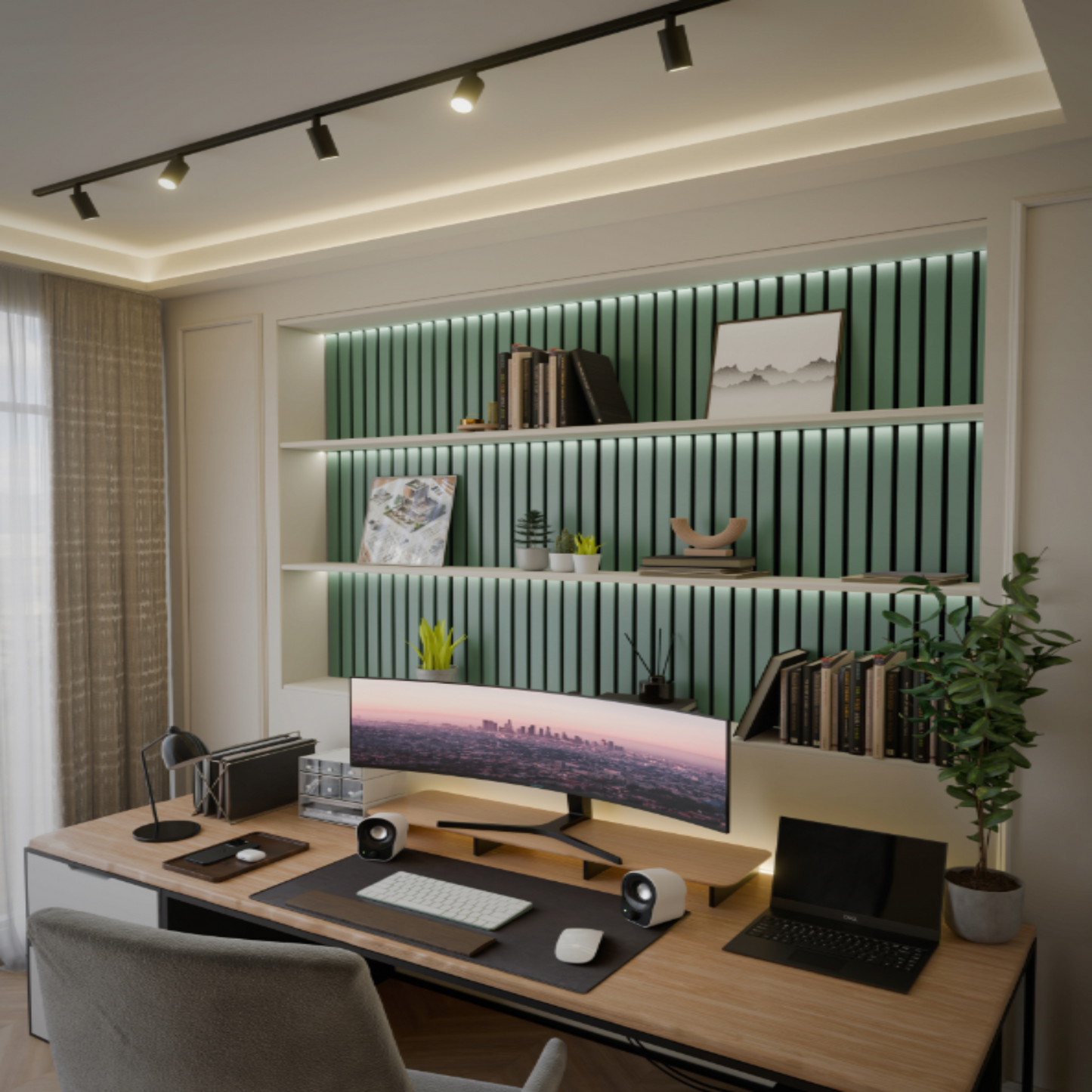Akustinės sienų plokštės 50 × 50 cm moderniai interjero sienų apdailai.