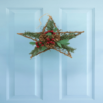 Kaimiško dizaino rotango Kalėdų žvaigždė su pakabinimo virve – vidaus puošyba